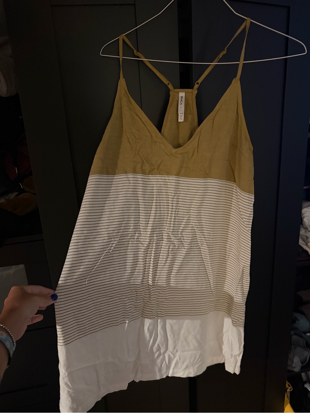 RVCA Camel Tan Slim-Strap Tank Top
